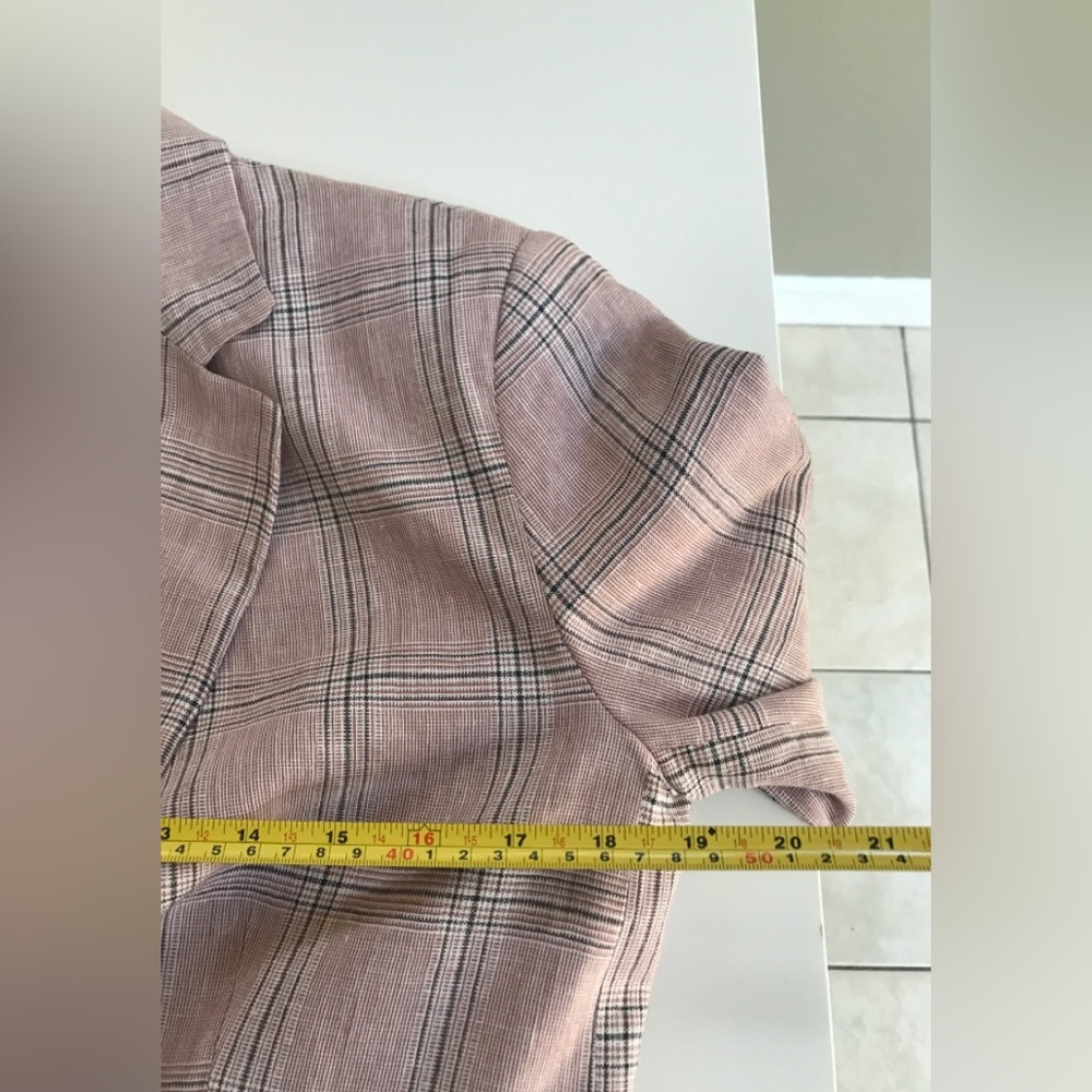 NWT! Zara Tailored Linen Blend Plaid Blazer In Dusty Pink Size: US 6 EUR 38 - Picture 14 of 15